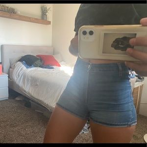 High waisted h and m rolled shorts